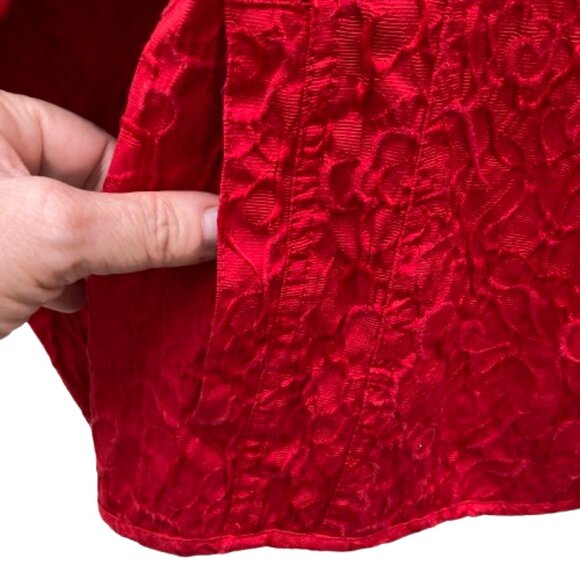 Chico’s Red Jacket Mandarin Style, Textured LS Button Up, Size 3 (XL or 16) - Picture 8 of 9